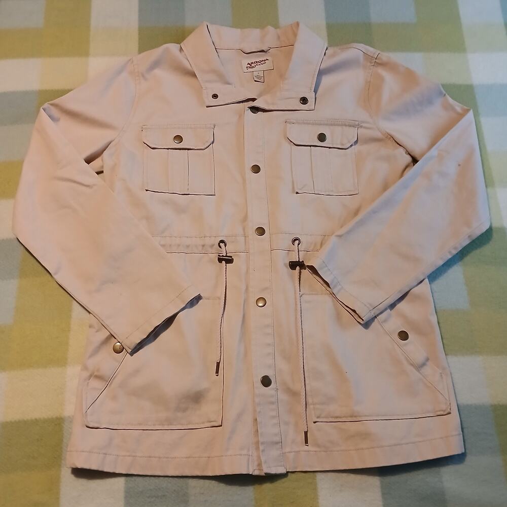 Arizona Jean Co Pink Cotton Military Utility Field Jacket Pockets Women Sz L